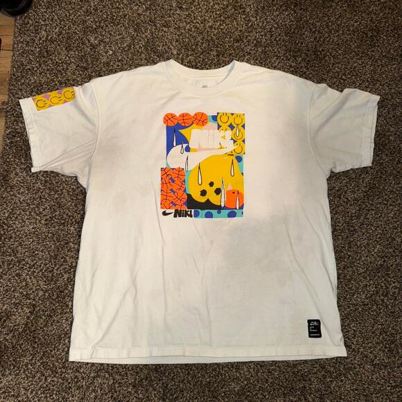 Nike White Tee with Vibrant Graphic - Picture 1 of 1